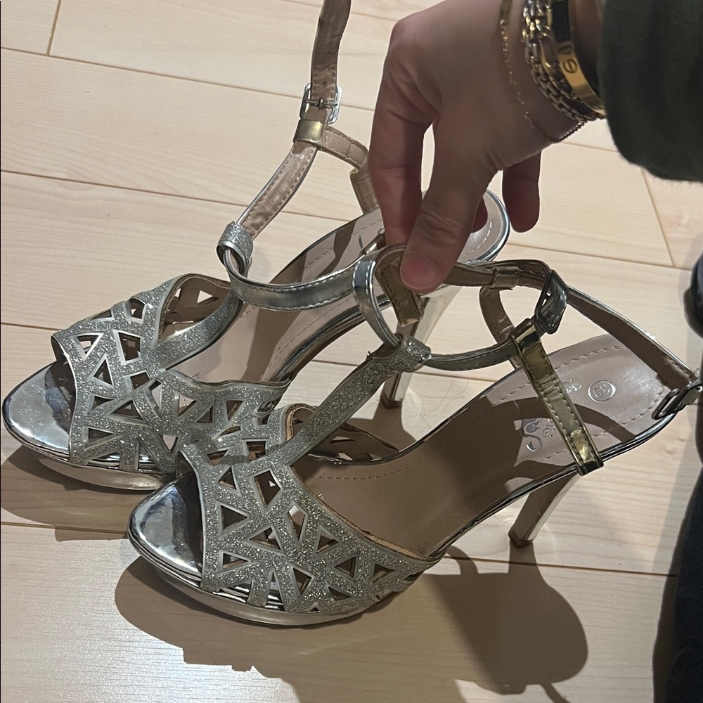 Elegant Silver Women's Heels